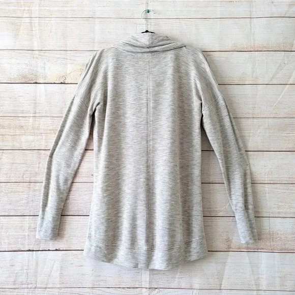Athleta Cowl Neck Sweatshirt Women's Size Small S Oatmeal Kangaroo Pocket - Picture 11 of 13